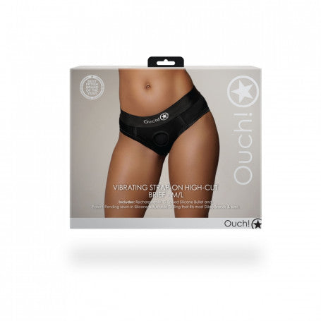 SLIP CON VIBRAZIONE VIBRATING STRAP-ON HIGH-CUT BRIEF BLACK